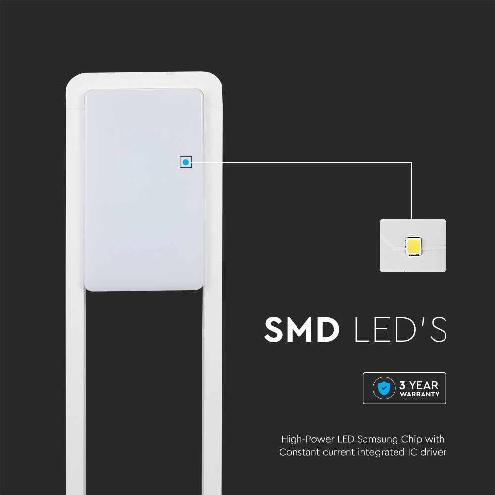 10W LED Bollard Lamp Samsung Chip White Body IP65 6400K