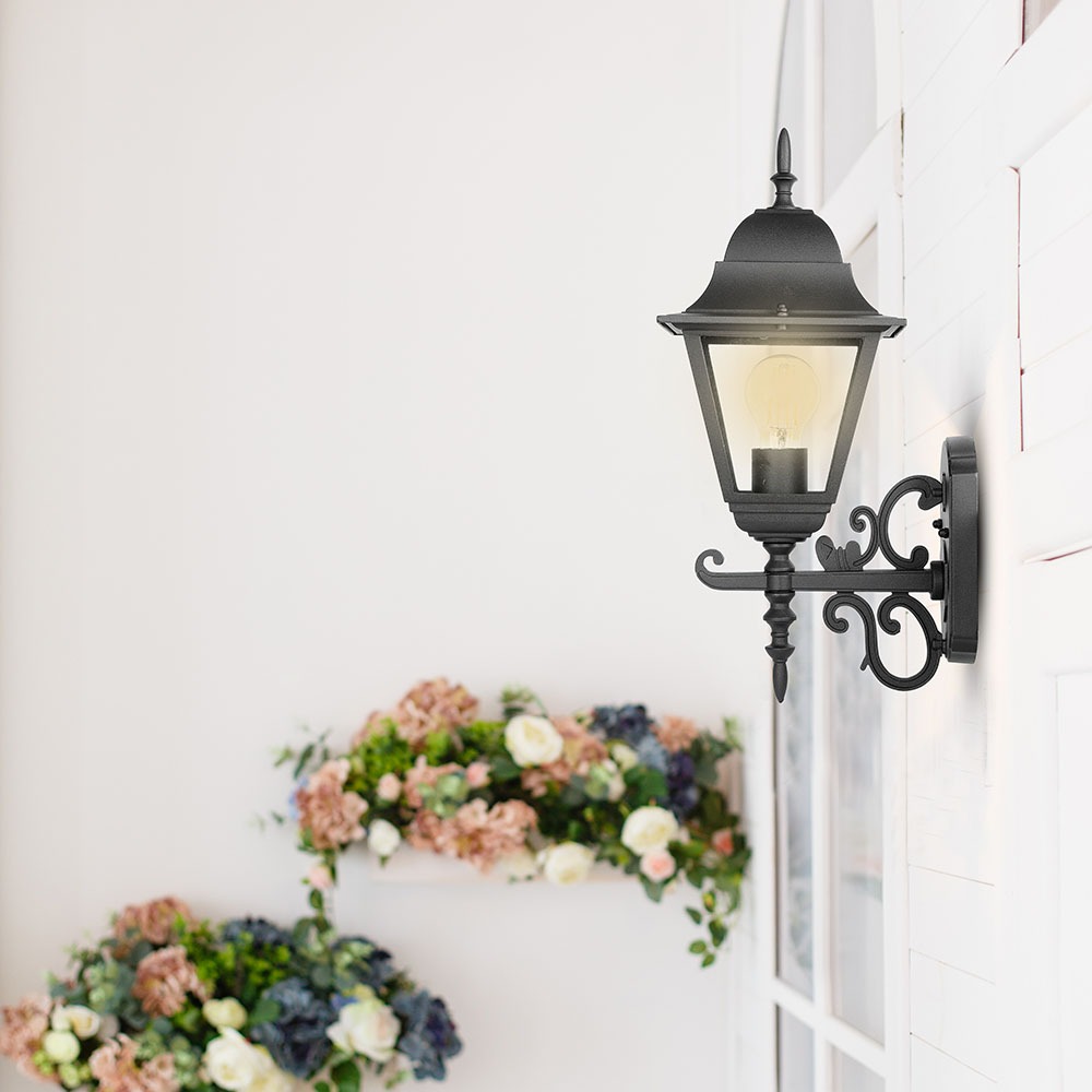 Lampada Giardino da parete E27 Matt Nero Grande