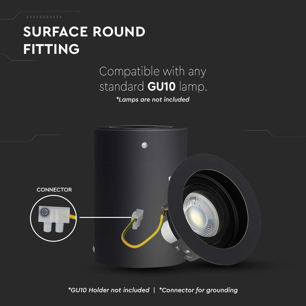 GU10 Adattatore per Faretti Rotondo Nero img 1