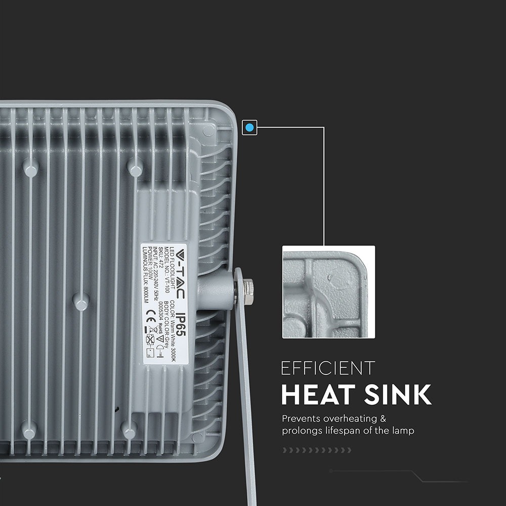 100W LED Proiettore SMD SAMSUNG Chip Corpo Grigio 4000K img 2