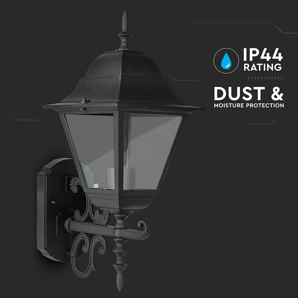 Lampada Giardino da parete E27 Matt Nero Grande