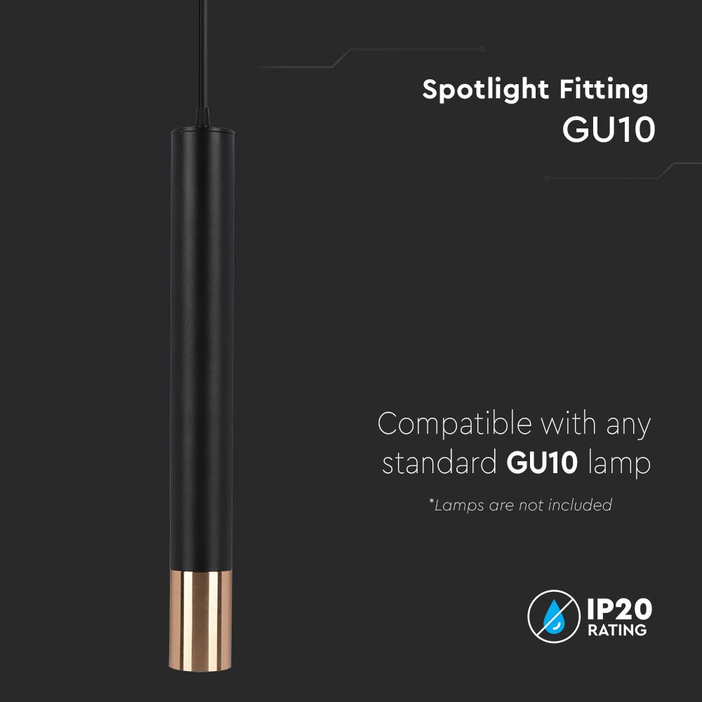 1*GU10 Hanging Pendant Black Gold D 60*500MM