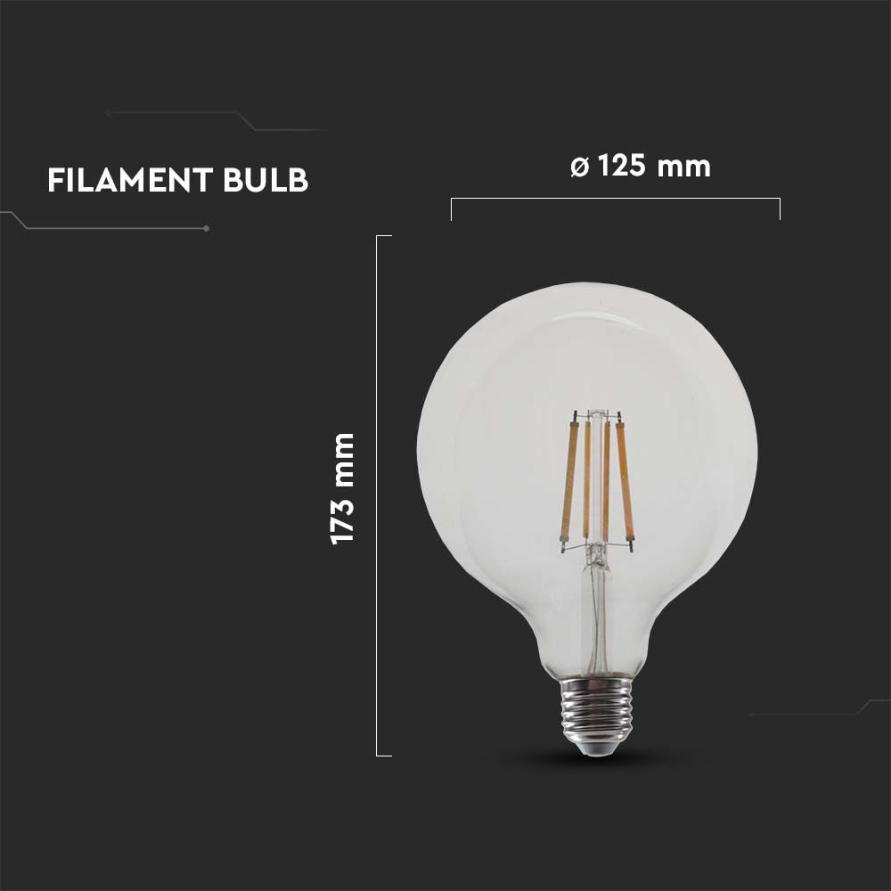 LED - 12.5W Filament E27 G125 Clear Cover 4000K