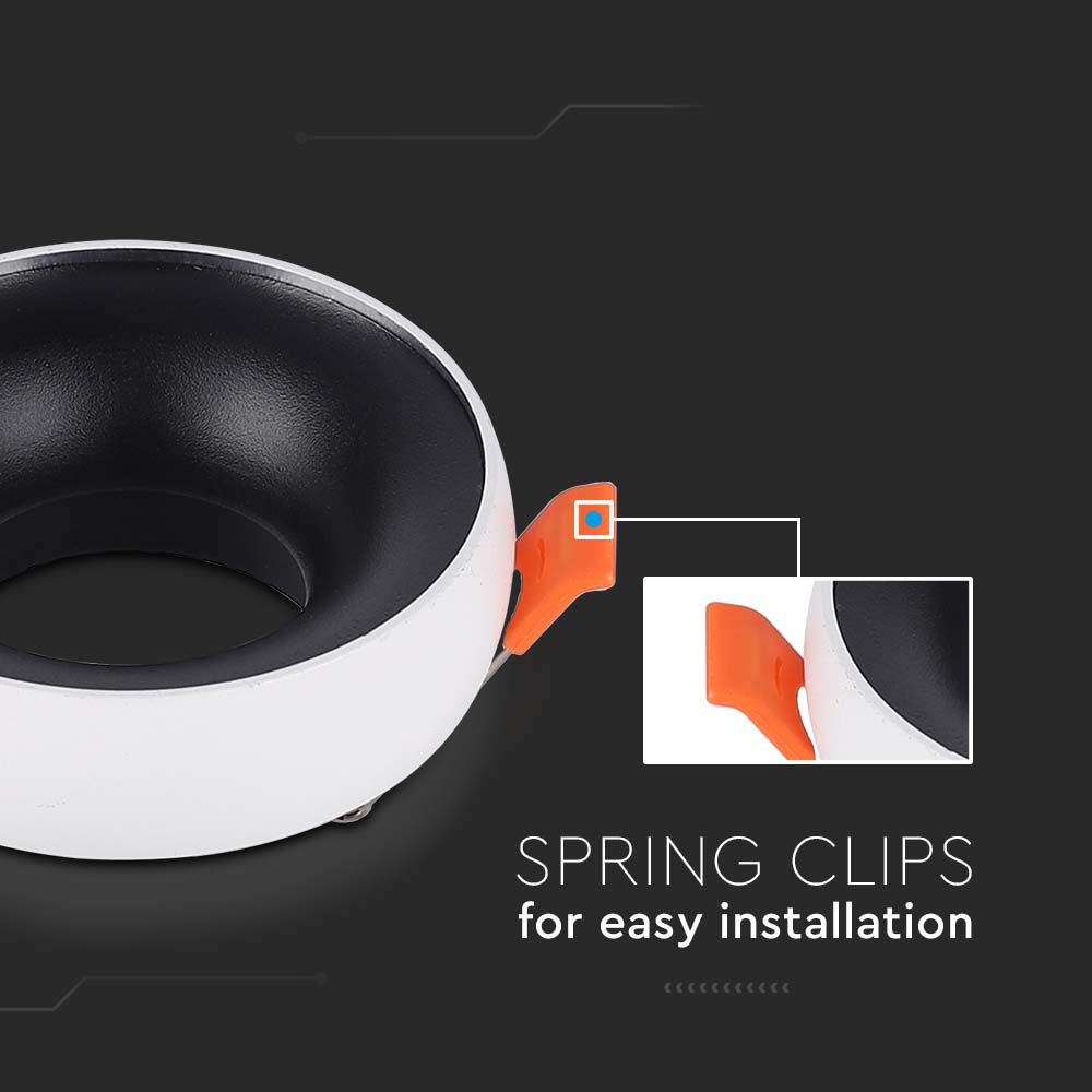 GU10 Fitting Round White Frame  Black Reflector img 1