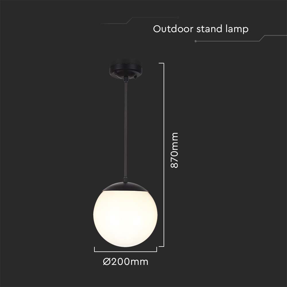 Ceiling Hanging Lamp Matt Nera Opal Plastica Palla