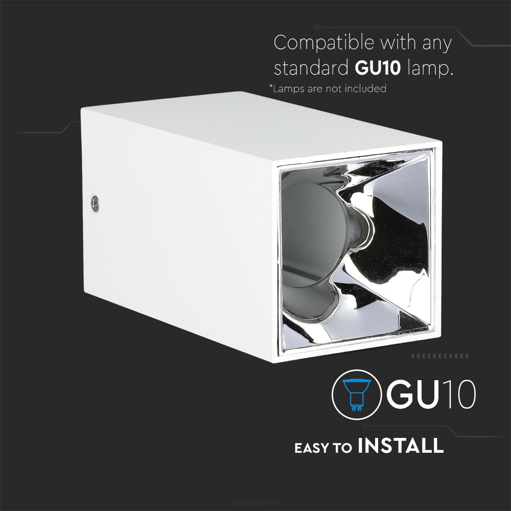 GU10 Fitting Quadrato Bianco & Chrome img 1