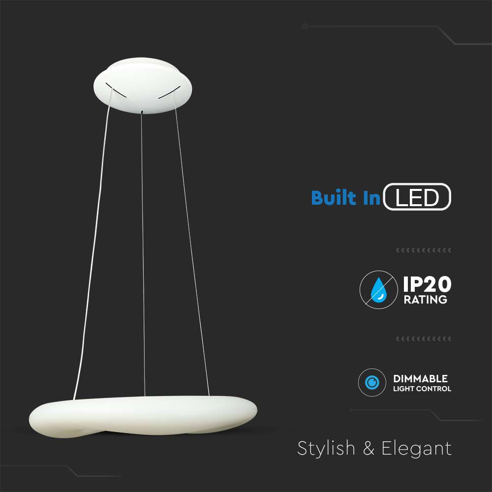 38W Pendant Round Color Changing D600*H2000 Dimmable White img 1