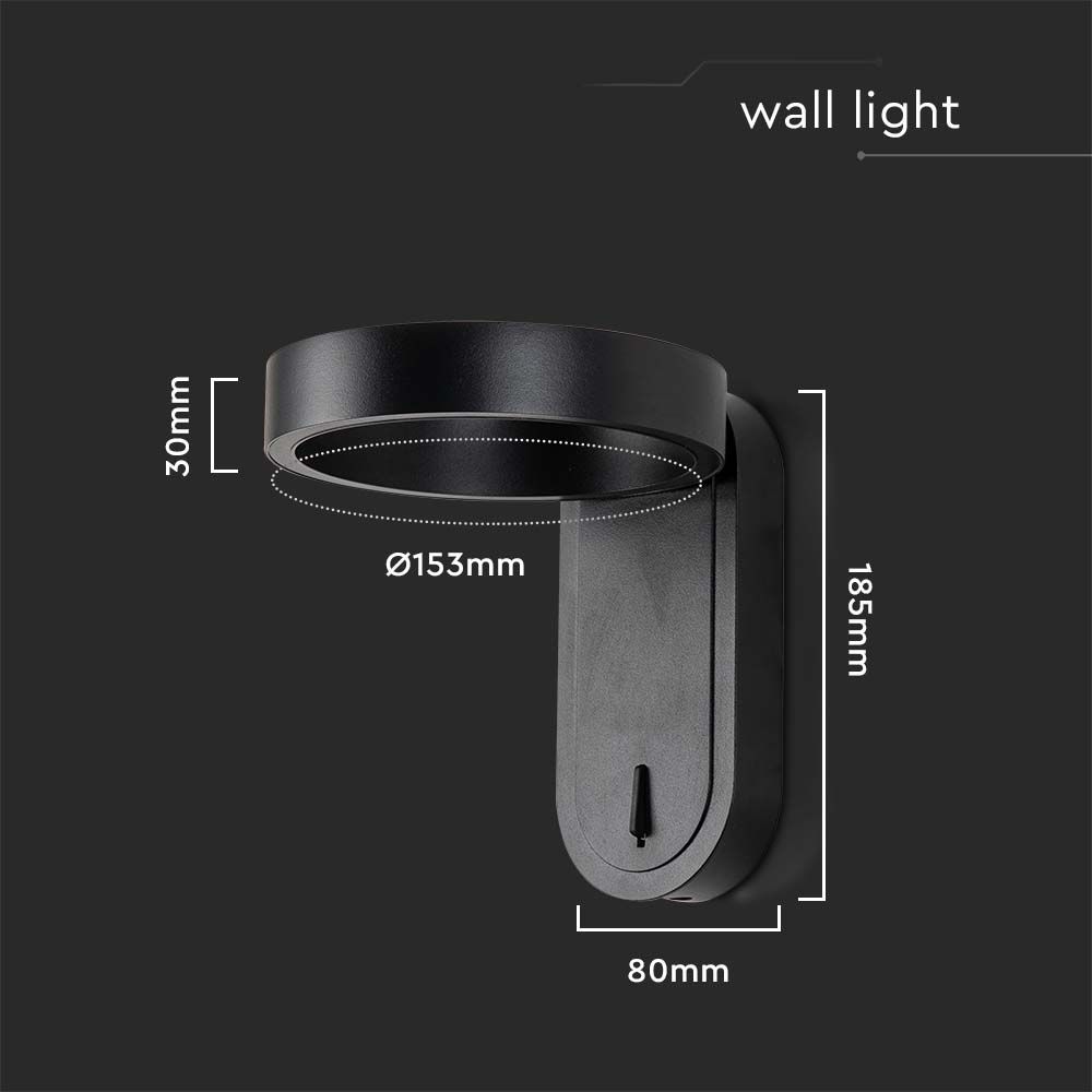 5W LED Wall Light 3000K+4000K Black Body IP65