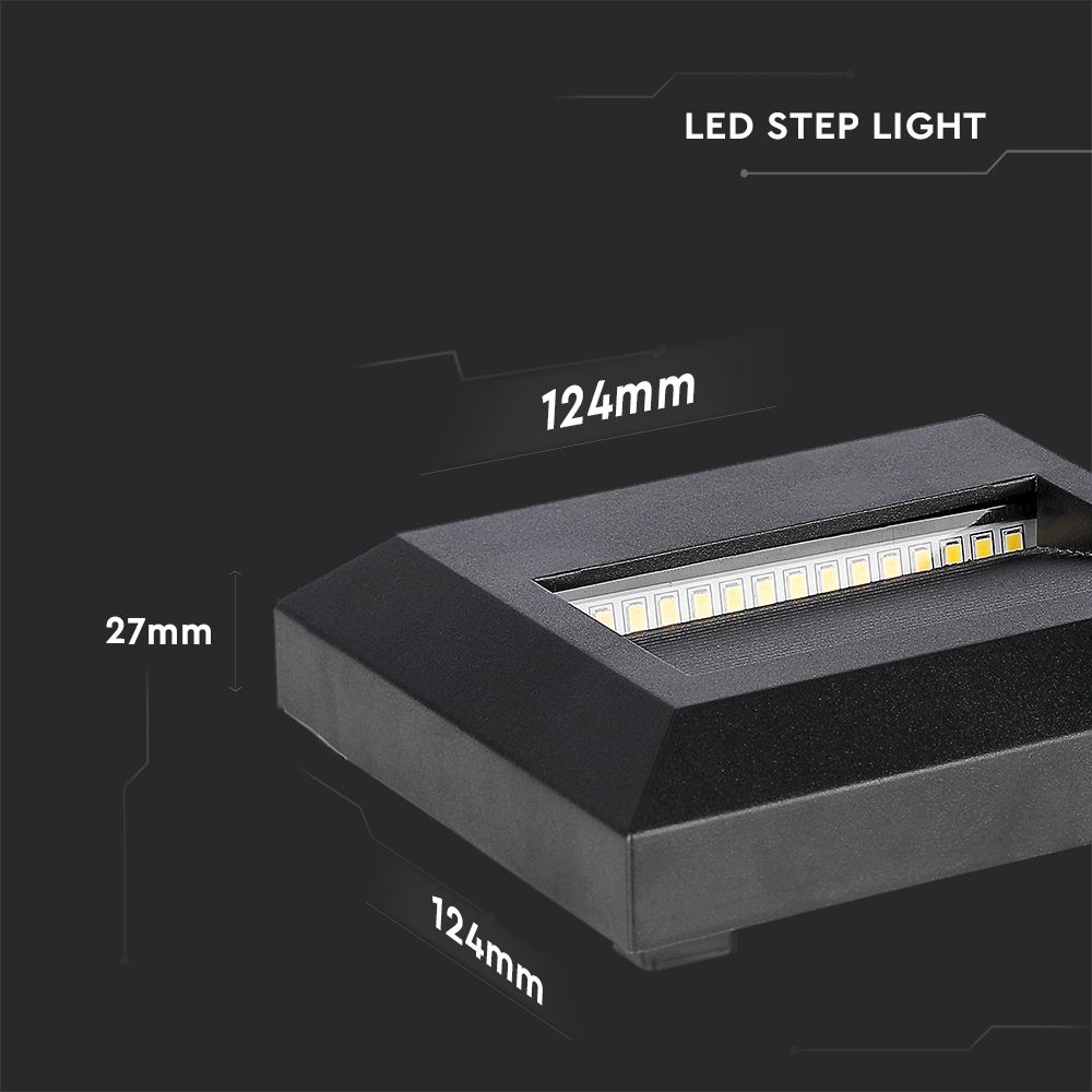 2W LED Step Black Body Square 3000K