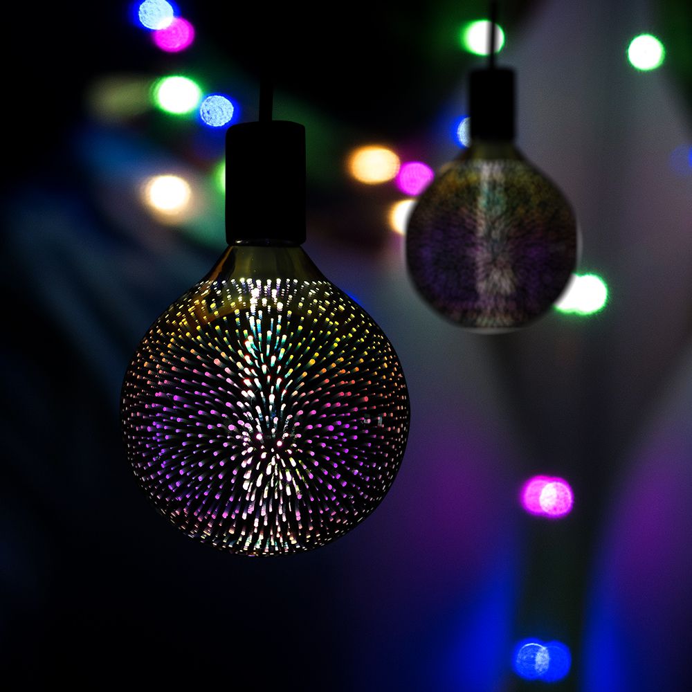 LED - 3W Filament E27 G125 3D 3000K