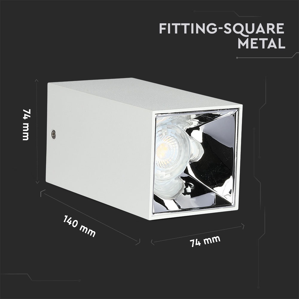 GU10 Fitting Quadrato Bianco & Chrome