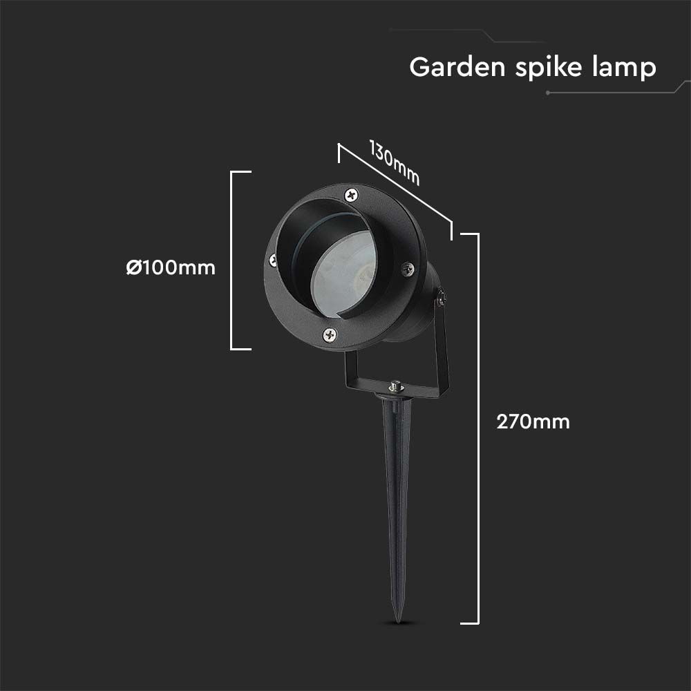 Garden Spike Aluminum GU10 Fitting Black  IP65