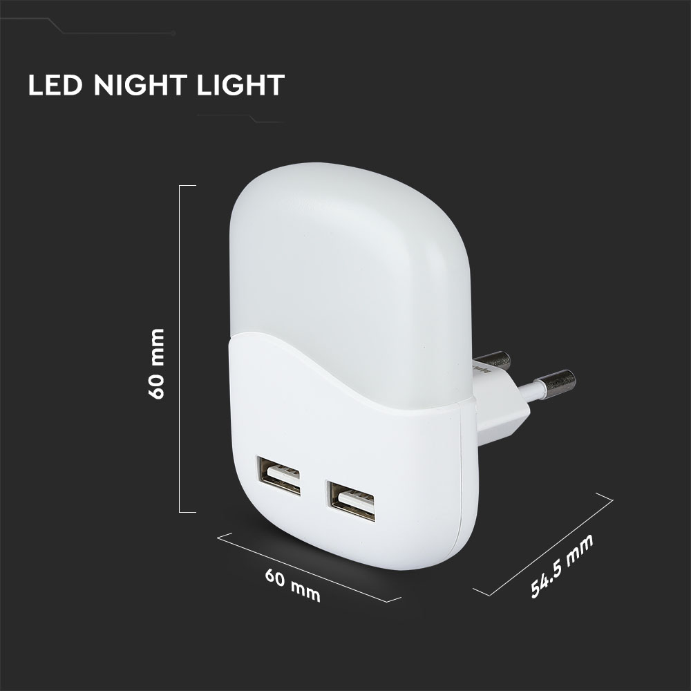 LED Segnapasso Notturno USB Quadrato 3000K