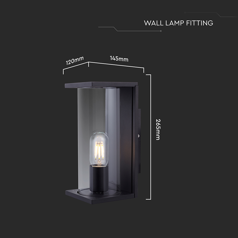 1*E27 Wall Lamp Light Holder With Clear Glass Matt Black
