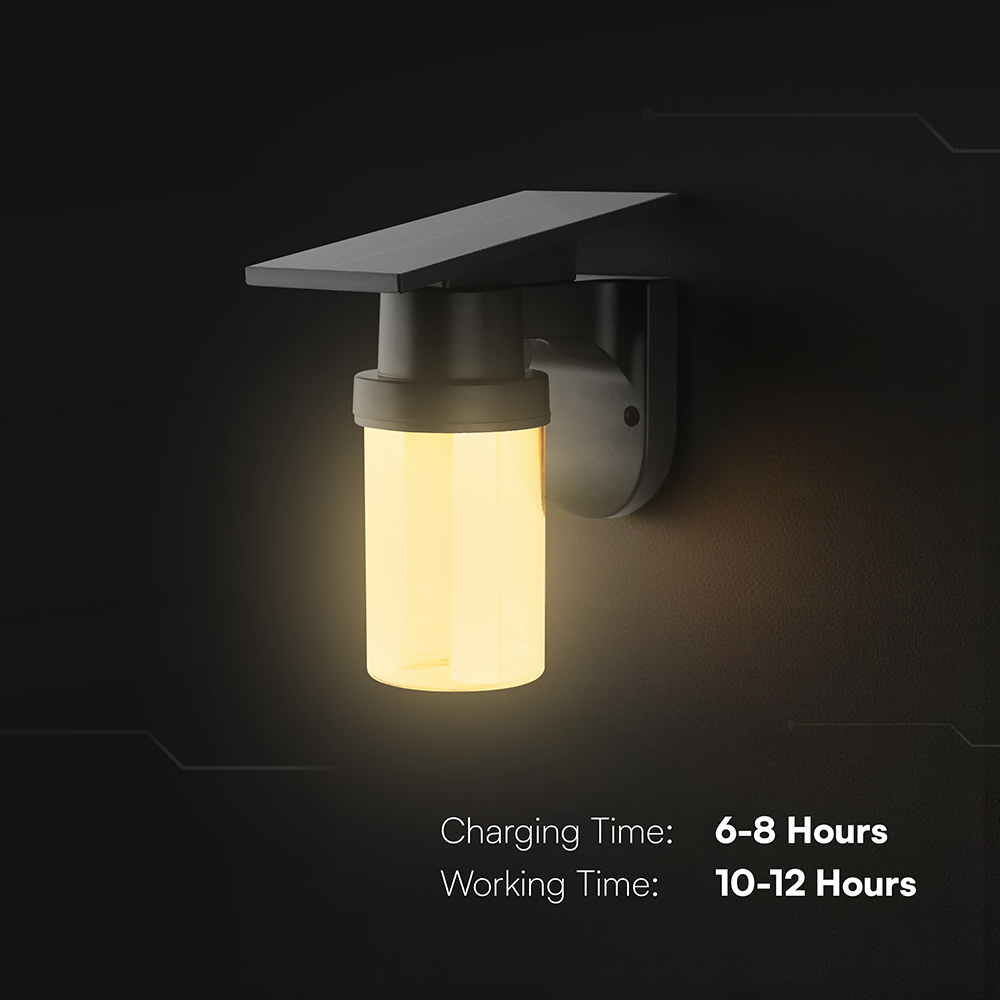 0.9W LED Solar Wall Light 3IN1 Black Body IP54 With Remote Control