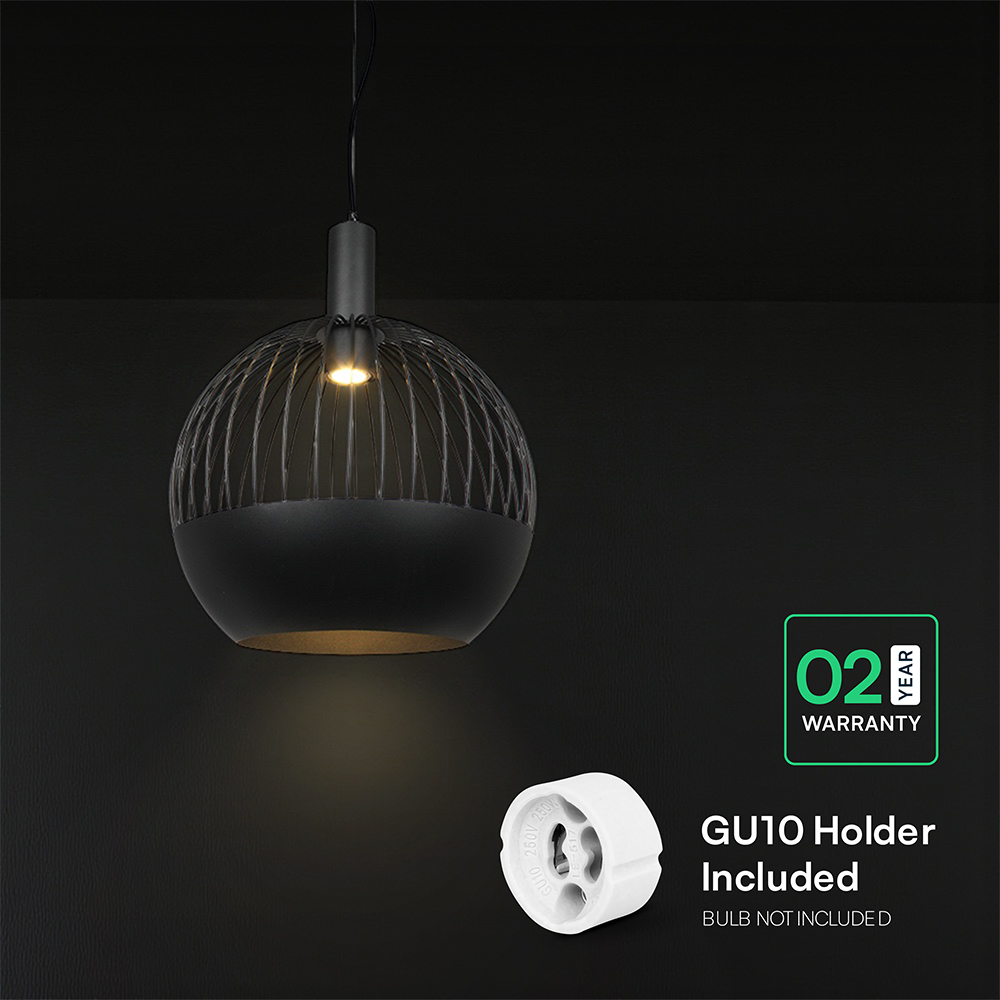 GU10 Decorative Hanging Pendant (D400*H350mm) Matt Black Body img 2