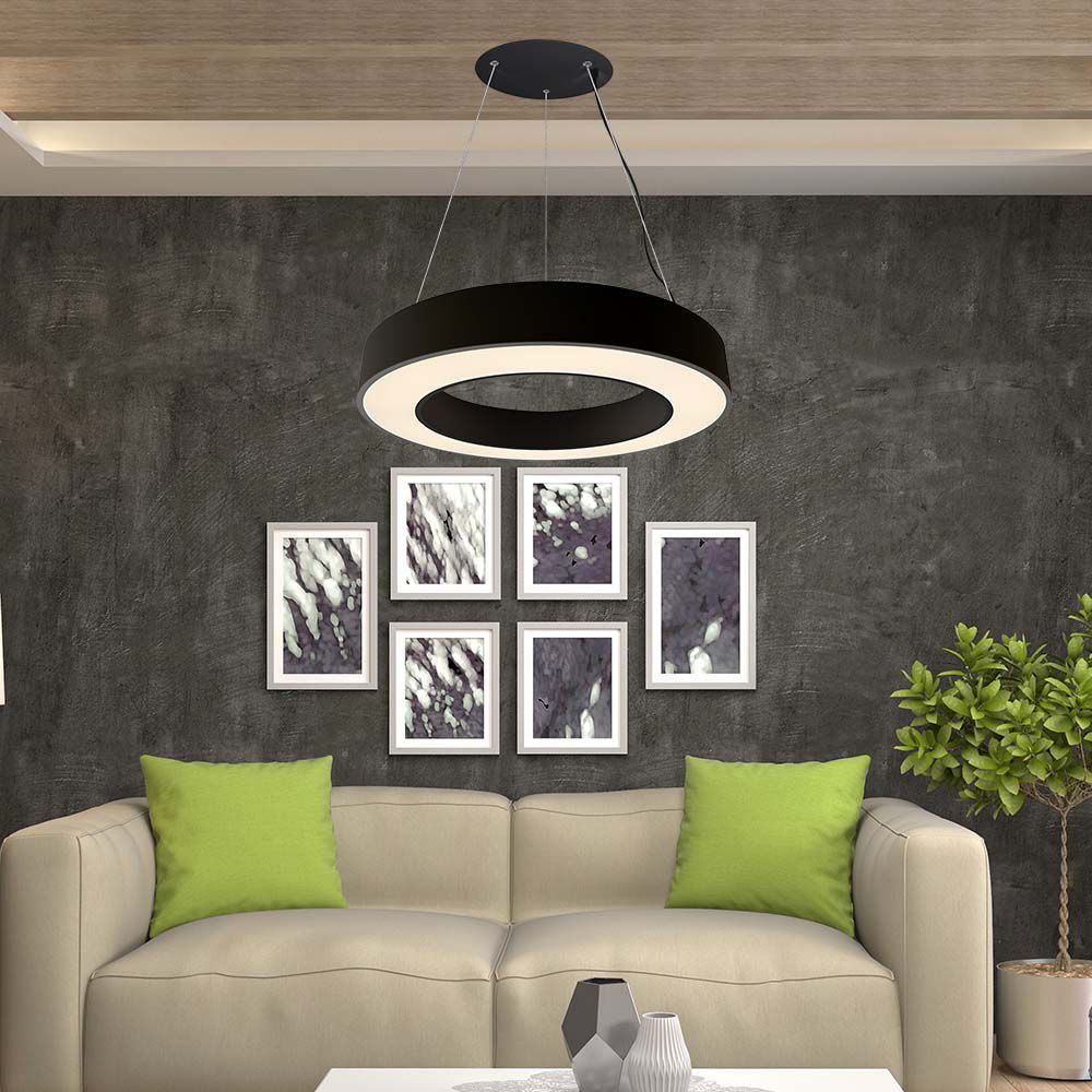 Lampadario LED a Sospensione Circolare Dimmerabile Colore Nero img 1