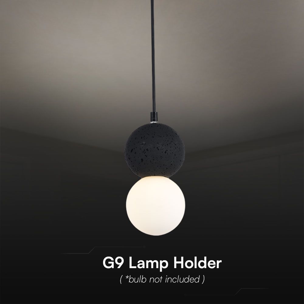 LED Designer Hanging Lampholder Black + White Body G9 img 1