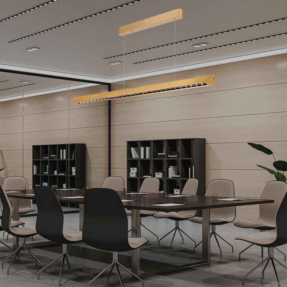 36W LED Linear Hanging Suspension Light Lens Type-CCT:3IN1 - Matte Gold