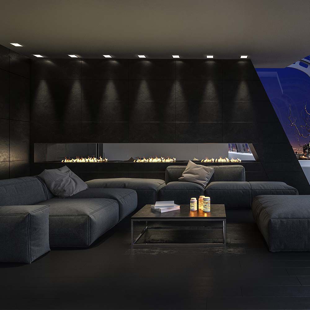 GU10 Fitting Square Black 2pcs/pack