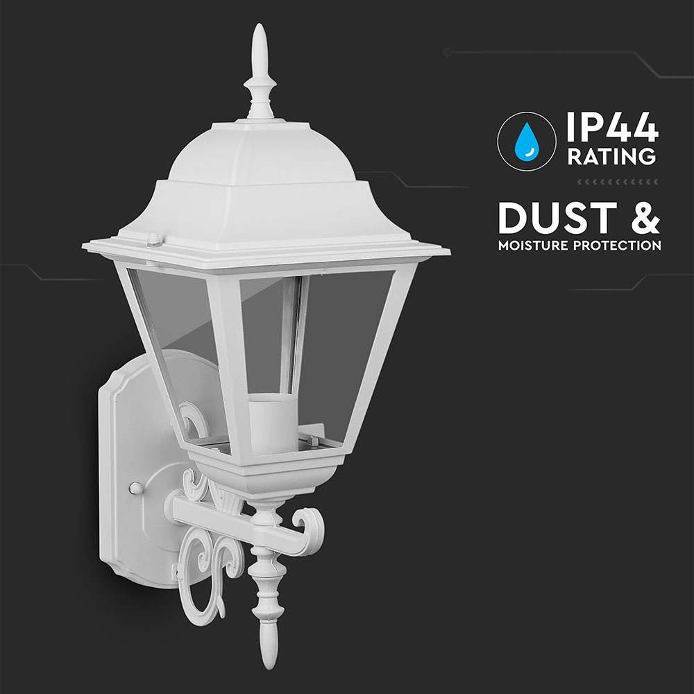 Lampada Giardino da parete E27 Matt Bianco Grande