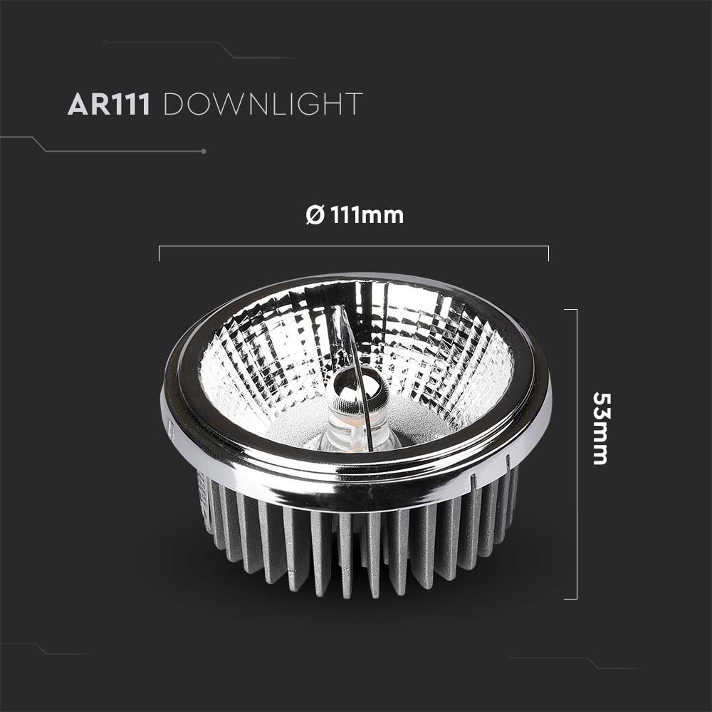 LED Spotlight - AR111 20W Changeable Reflector 40`D/20`D Silver 4000K
