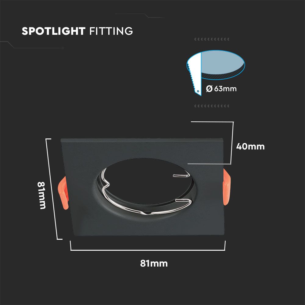 GU10 Fitting Square Black 2pcs/pack