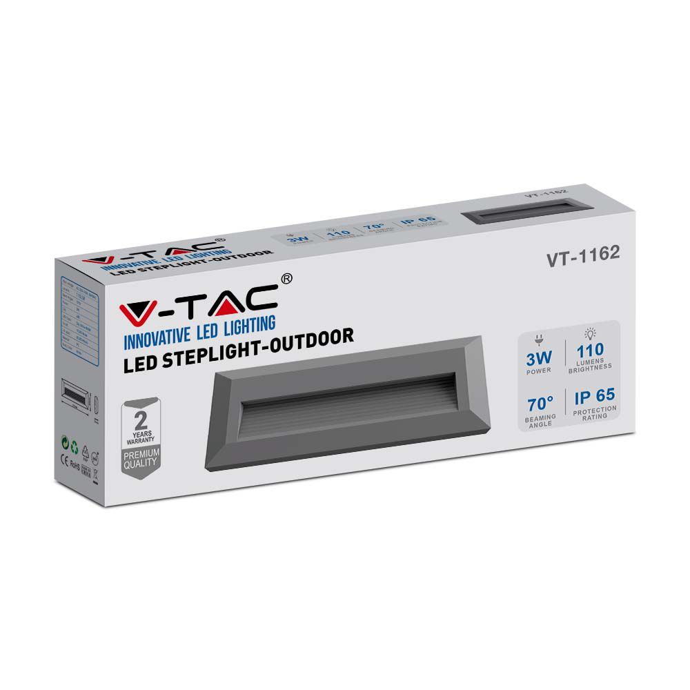 3W LED Step Grey Body Round ?ectangular 3000K