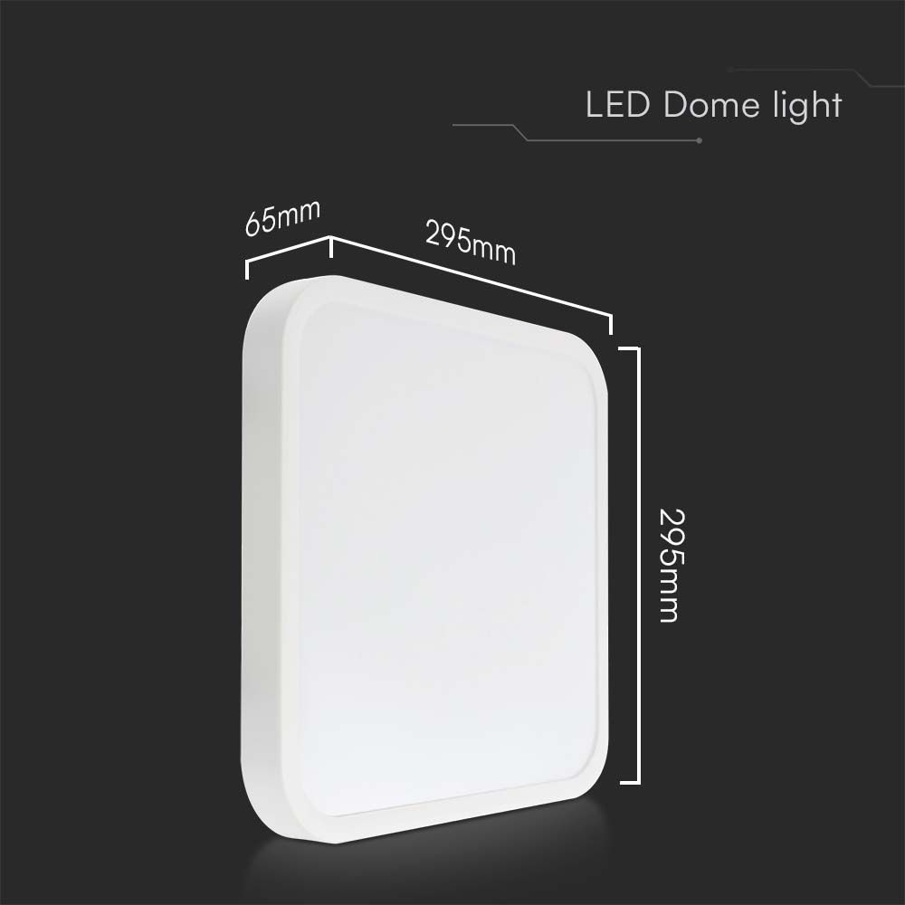 24W LED Dome Light SAMSUNG Chip 4000K Square White Frame IP44