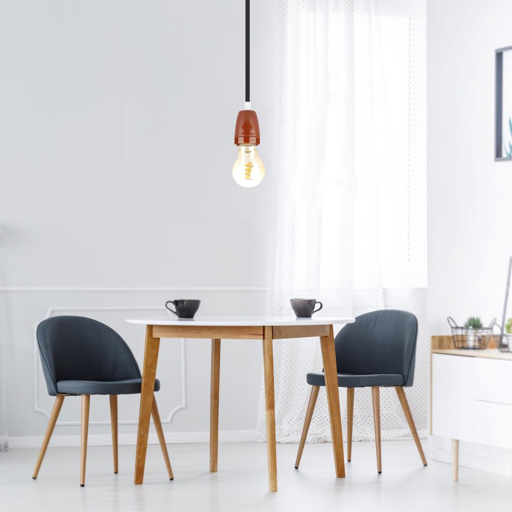 Portalamapda in Porcellana Marrone