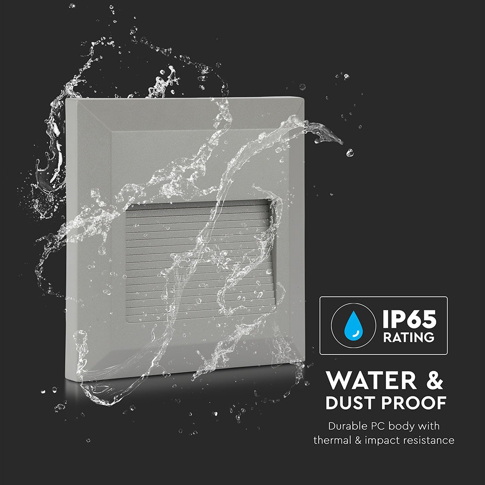 2W Faretto incasso LED Luce scale Corpo Grigio, Quadrato, Bianco Naturale img 1