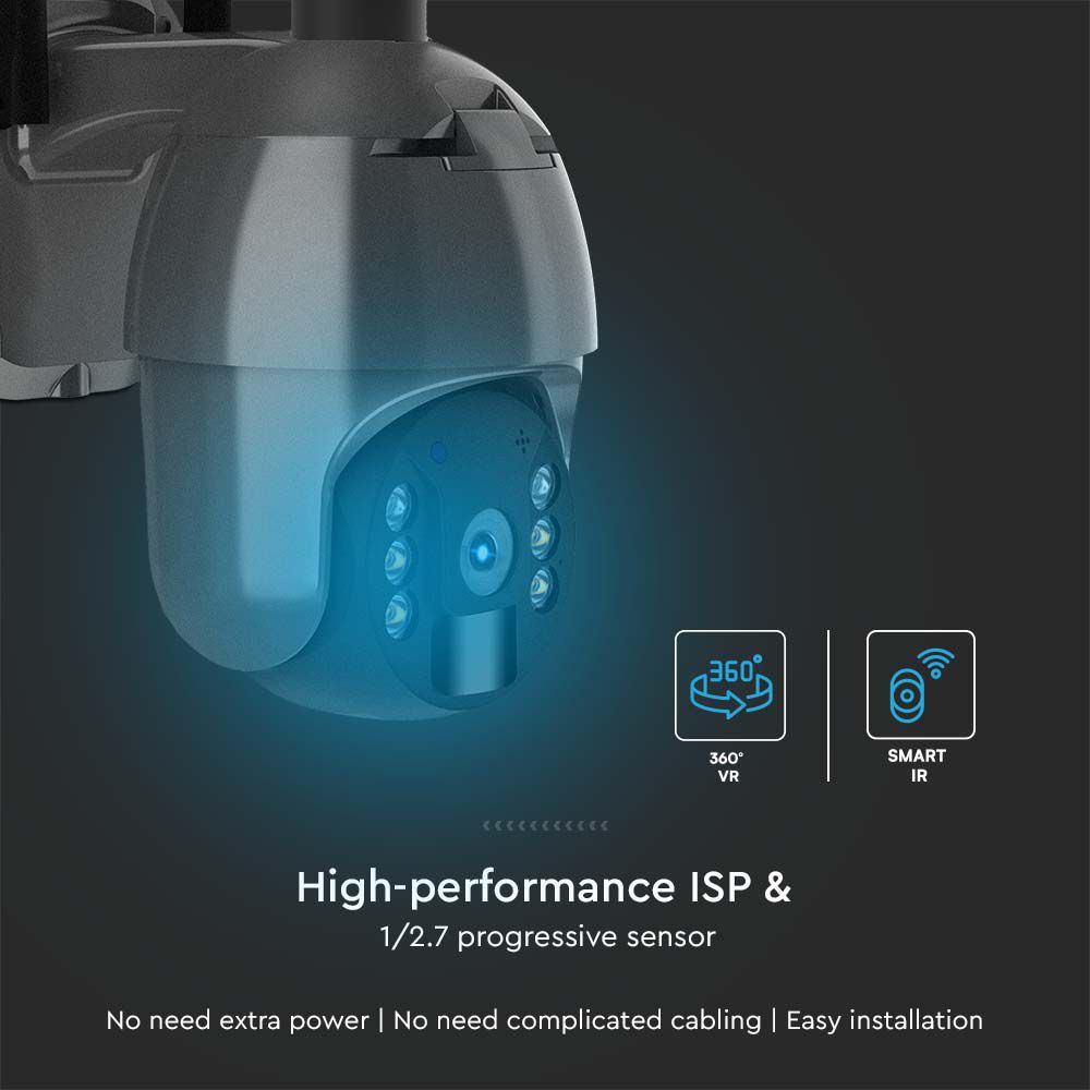 Camera di Videosorveglianza HD WiFi PTZ Visione Notturna Sensore Movimento con Pannello Solare Colore Nero img 4