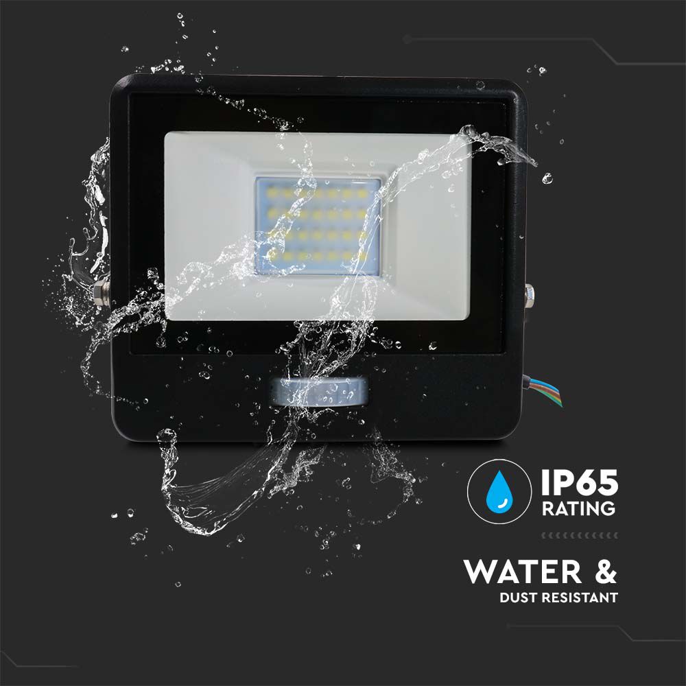 20W LED PIR Sensor Floodlight SAMSUNG CHIP Black Body 6400K 1M Cable img 3