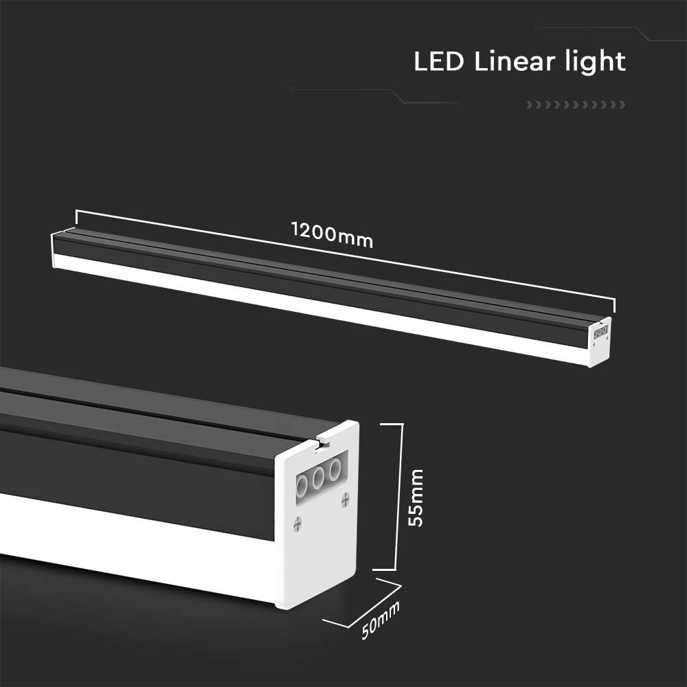 Plafoniera LED Lineare 40W 120cm Colore Nero 4000K