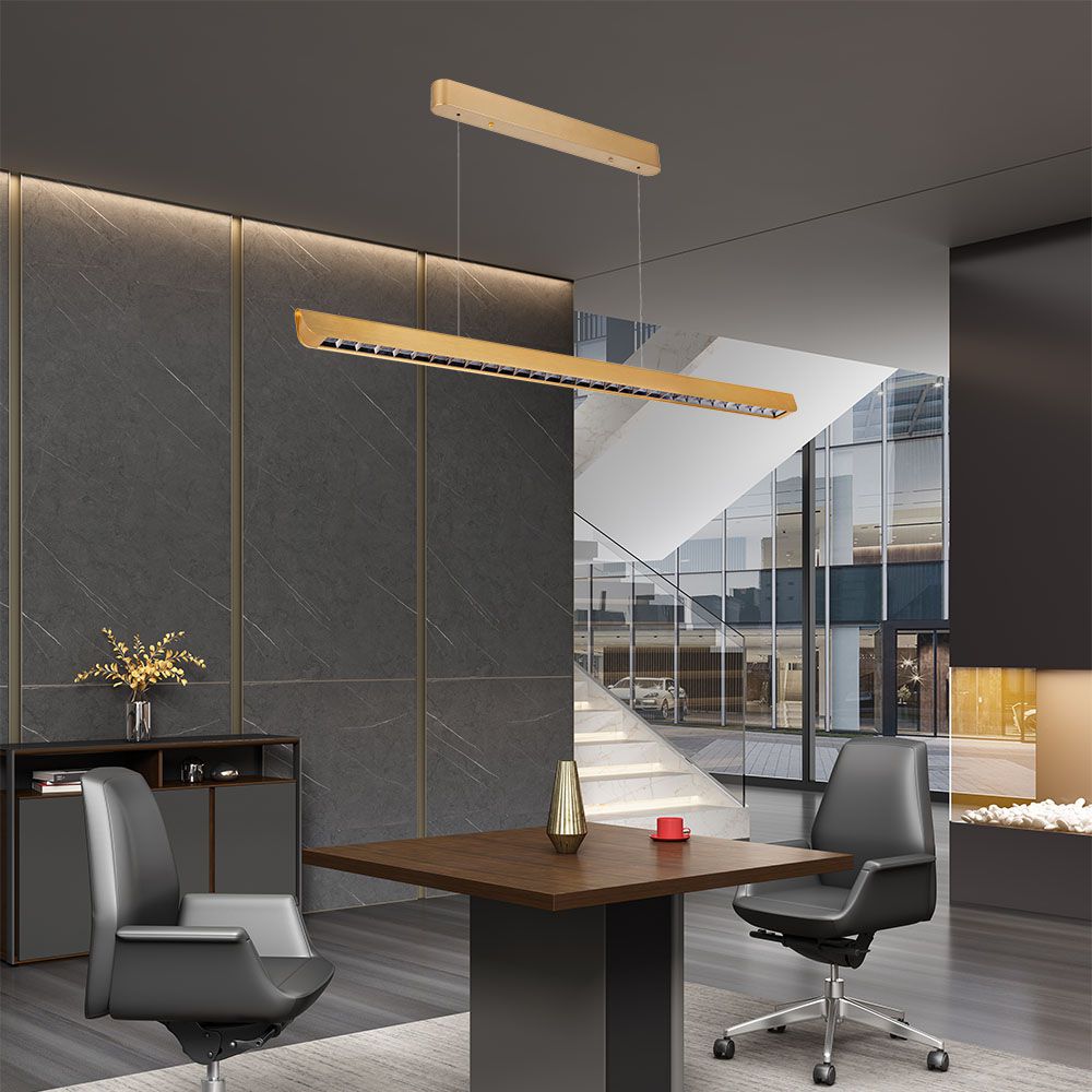 36W LED Linear Hanging Suspension Light Lens Type-CCT:3IN1 - Matte Gold img 1