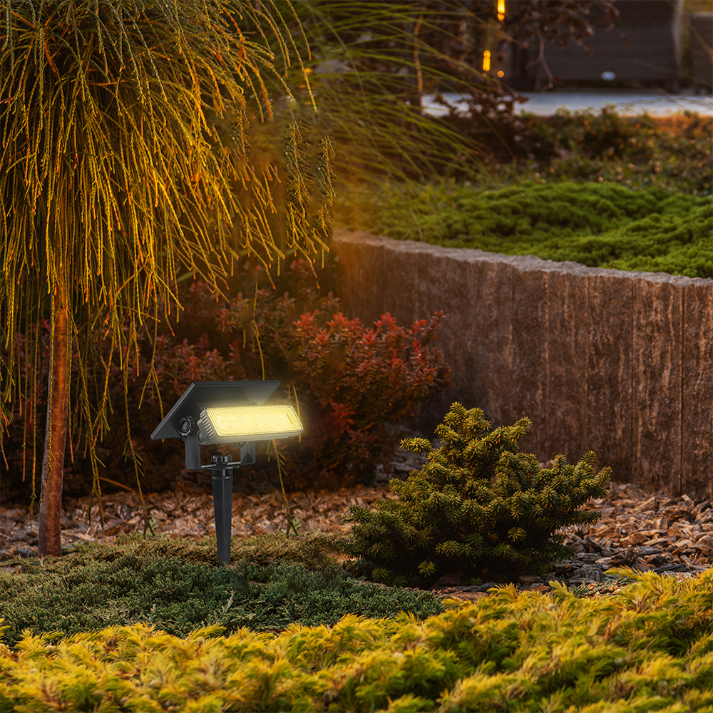 0.9W LED Mini Wall Mount & Solar Spike Black Body 2in1 3000K IP65