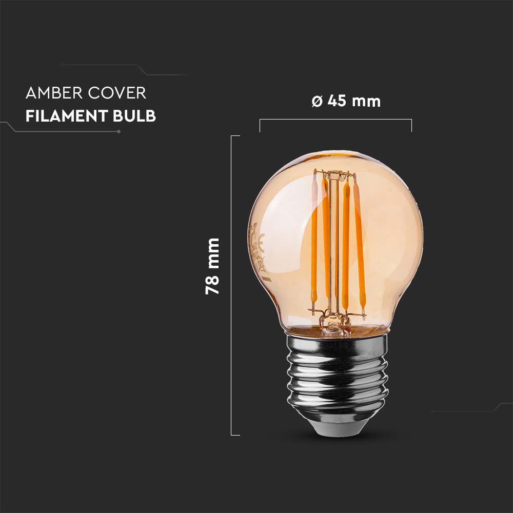 4W Filament E27 G45 Amber Cover 2200K