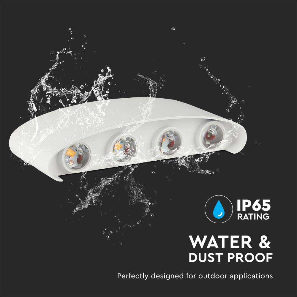 8W LED Wall Light Sand White IP54 4000K img 2