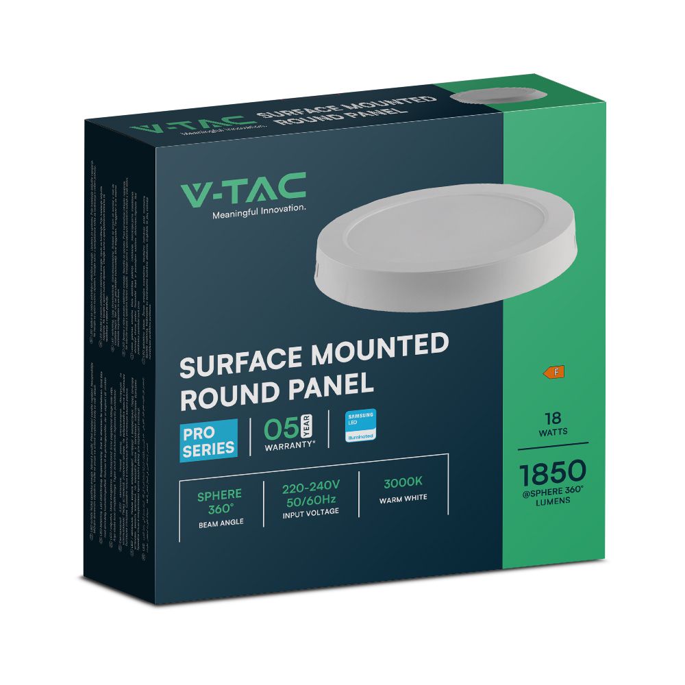 18W LED SAMSUNG CHIP Backlit Panel Surface Mounted Round 3000K
