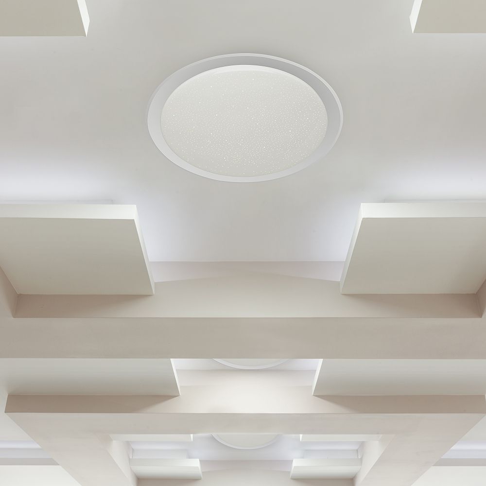 Plafoniera LED Rotonda 60W con Telecomando Cambia Colore 3 in 1 Effetto Stellato d: 565mm h: 75mm Dimmerabile