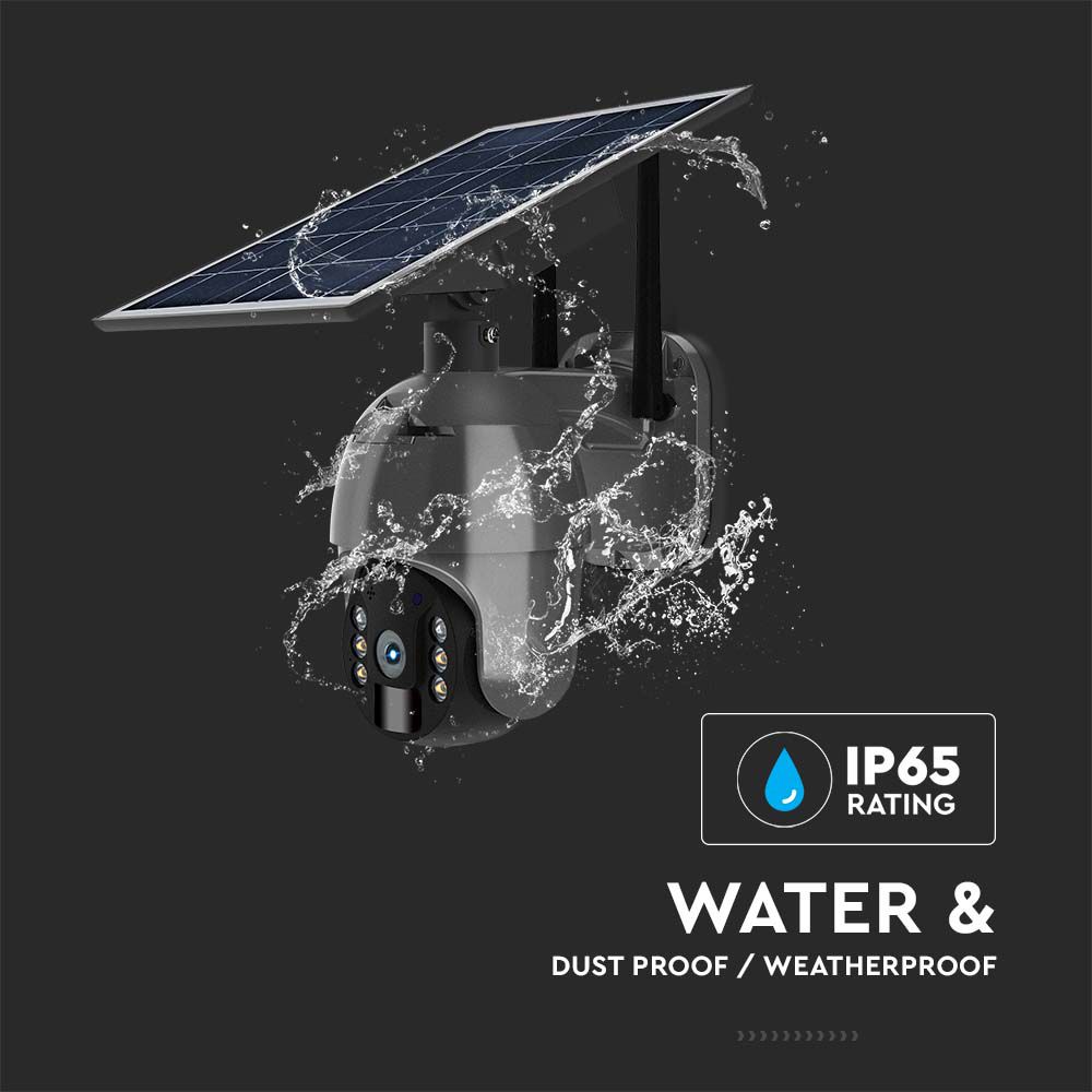 Camera di Videosorveglianza HD WiFi PTZ Visione Notturna Sensore Movimento con Pannello Solare Colore Nero img 5