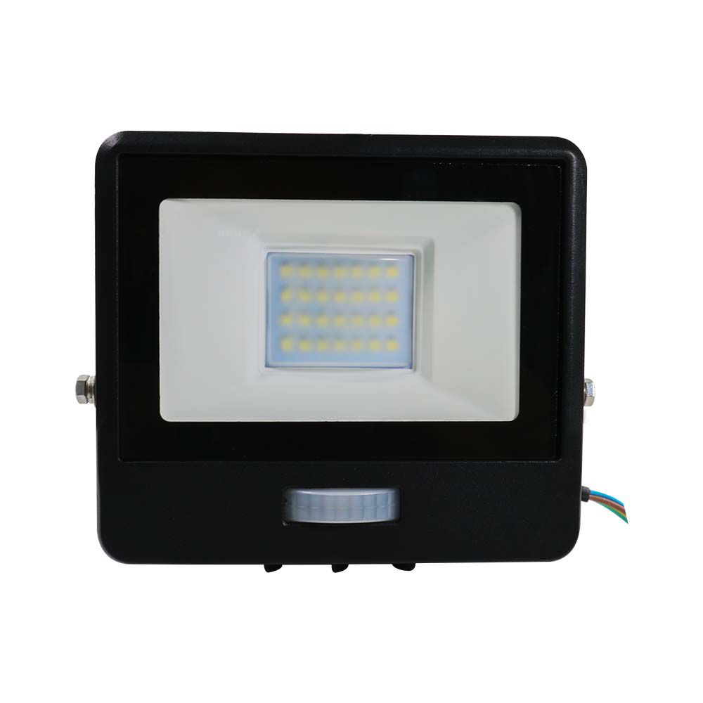 20W LED PIR Sensor Floodlight SAMSUNG CHIP Black Body 4000K 1M Cable img 1