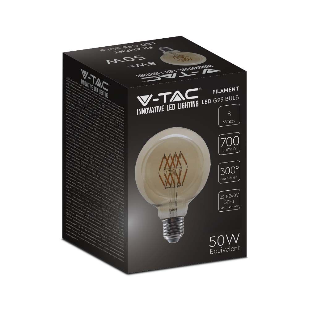 LED - 8W Filament E27 G95 Amber 2200K