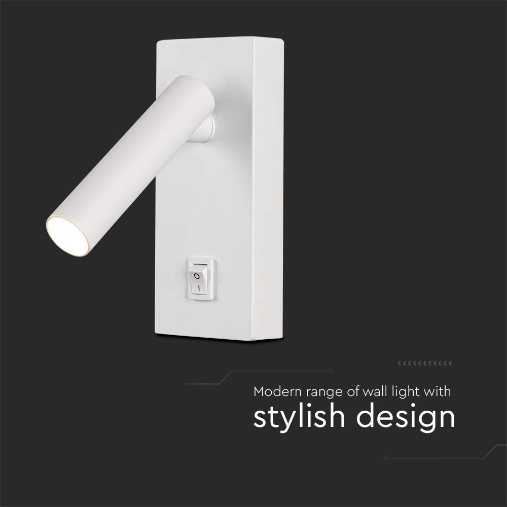 2W LED Wall Mounted Spotlight Square 4000K White Body