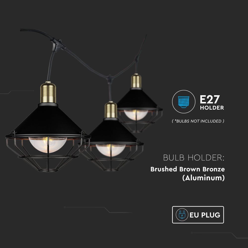 LED String Ligh 3M With 6 Bulbs Matt Black IP65 img 1