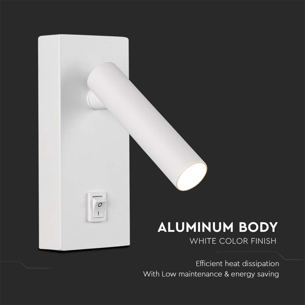 2W LED Wall Mounted Spotlight Square 4000K White Body img 1