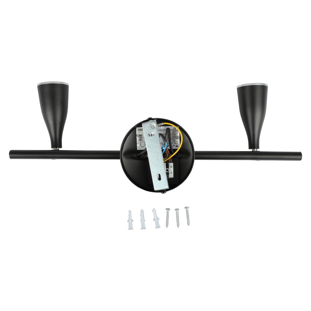 2 x 4.5W LED Lampada da parete Luce Bianco Caldo Corpo Nero img 1