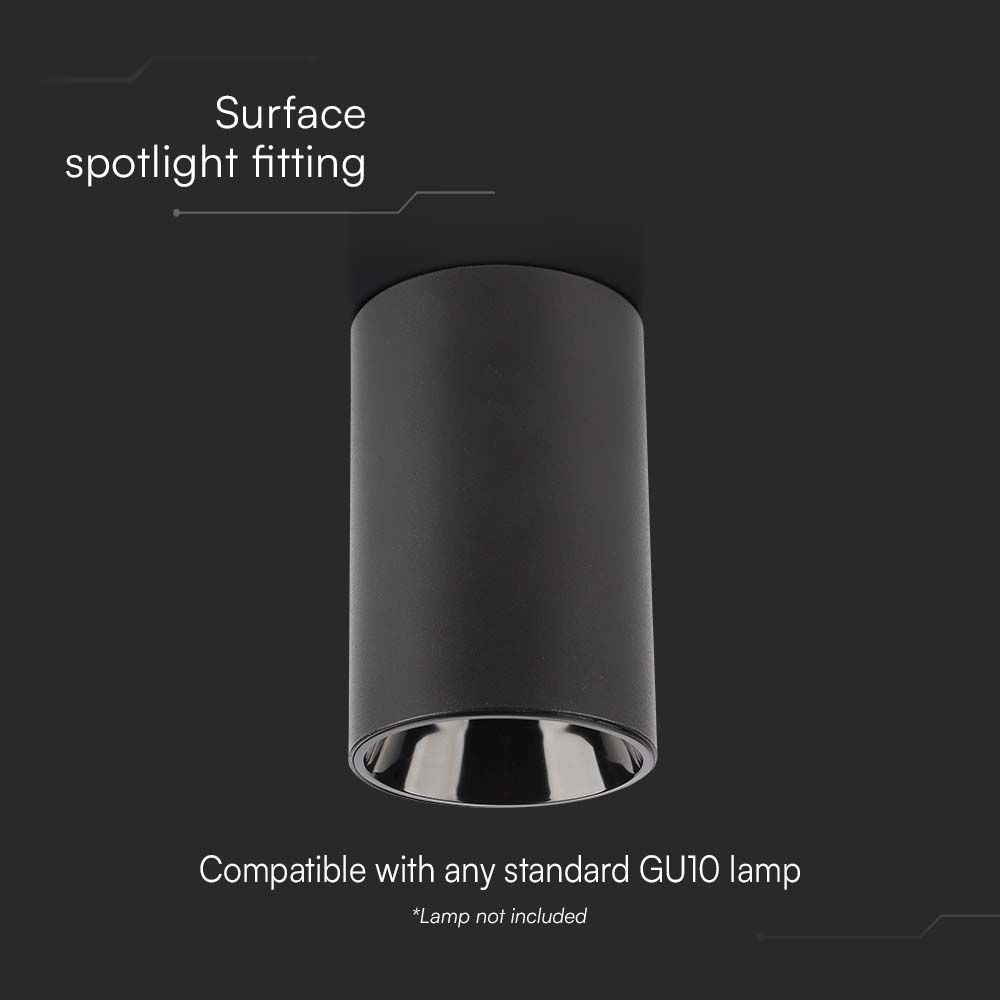 GU10 Surface Fitting Round Black Body