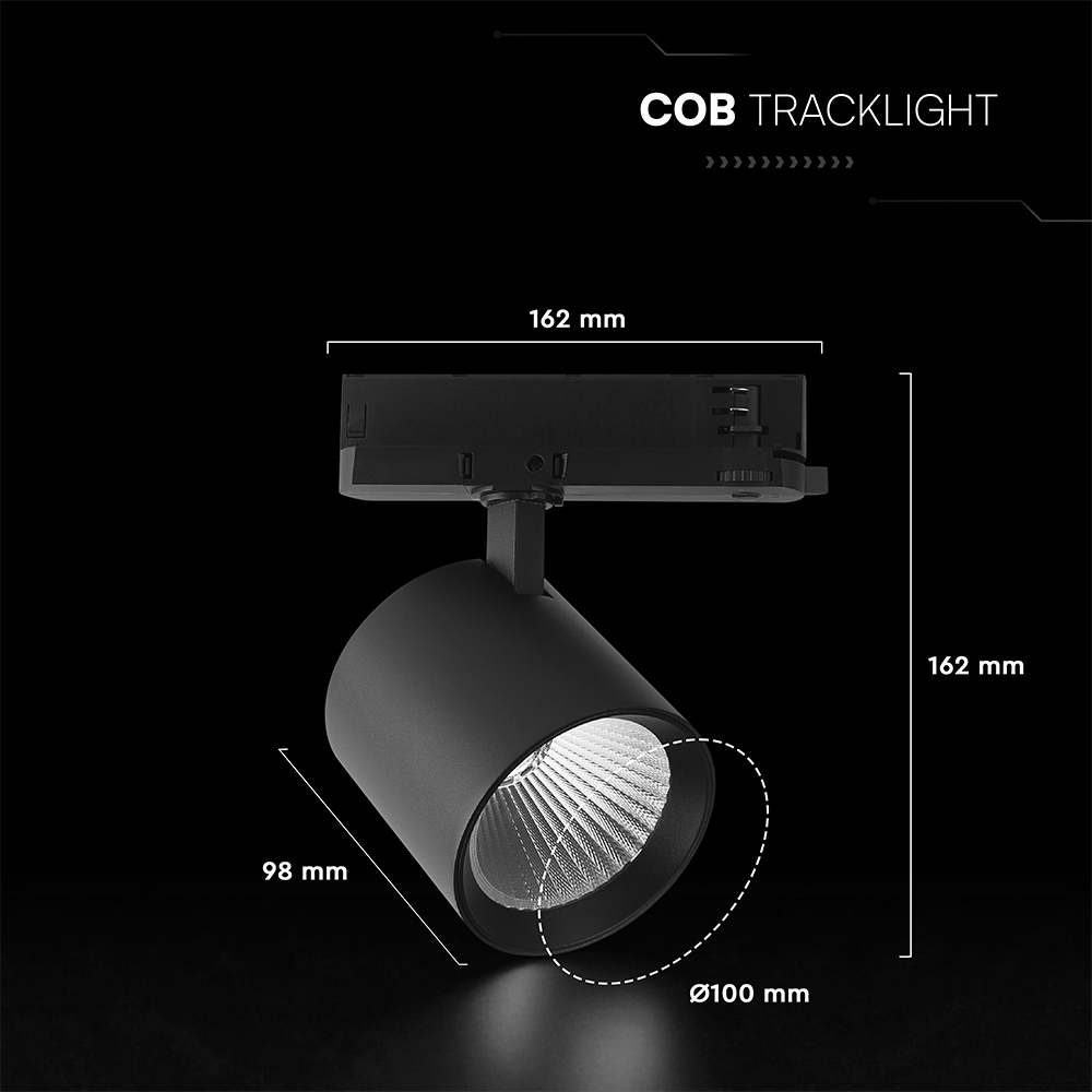 36W LED COB Tracklight CREE CHIP 3000K Black Body