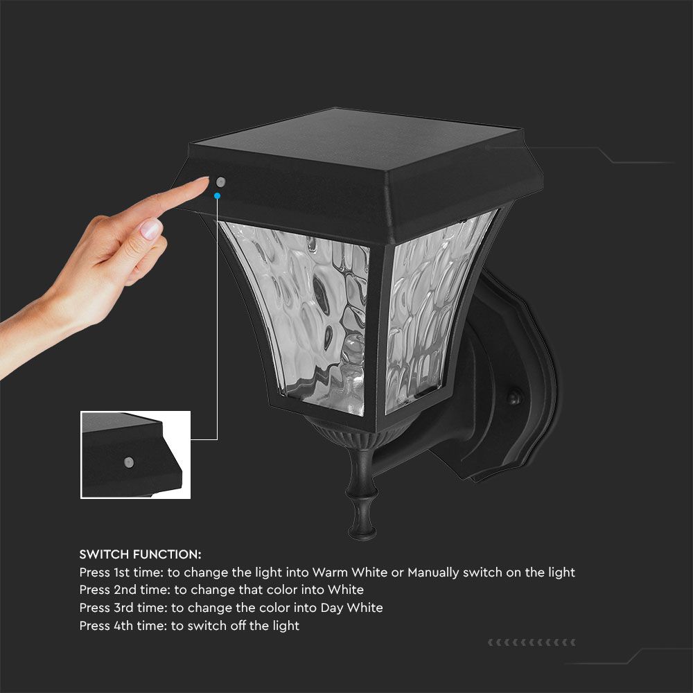 2W LED Solar Wall Lamp 3in1 IP44 img 2